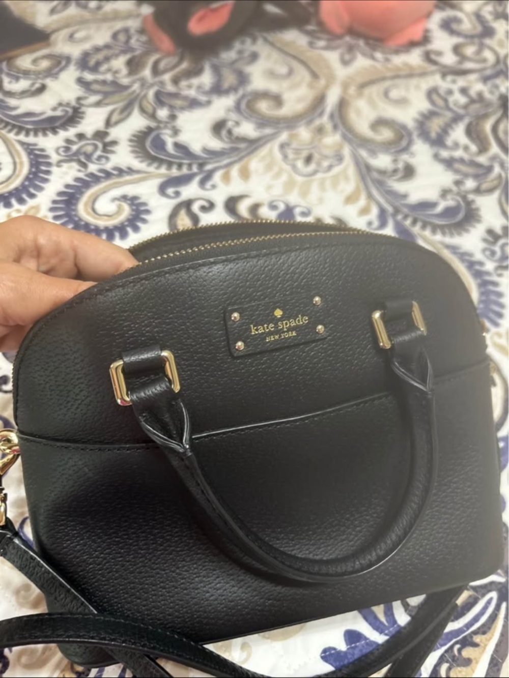 kate spade black pebbled leather crossbody satchel